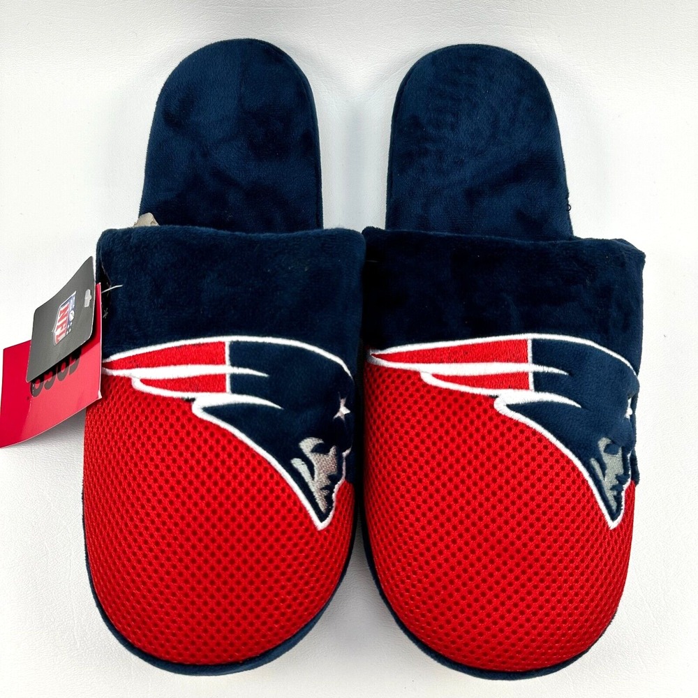 FOCO NFL New England Patriots Jersey Knit Slippers Men L 11-12 Slip On Team Logo